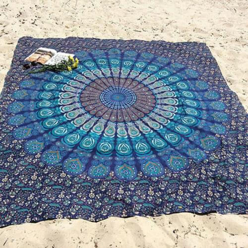 210X150cm Beach Towel Rectangular Design Mandala Flower Pattern Printing Absorbent Quick-Drying Bedspread