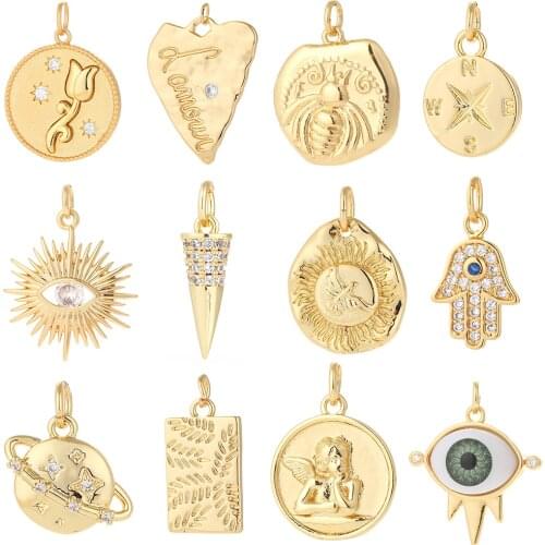 Star Moon Charms for Jewelry Making Supplies Gold Coin Charm Pendant Diy Design Charms for Earrings Necklace Bracelet Copper