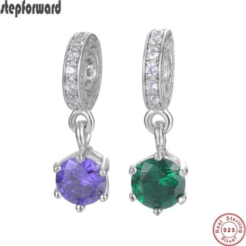 Superior quality Handmade DIY Fashion simple 100% 925 sterling silver simple stone hanging charm for bracelet and necklace