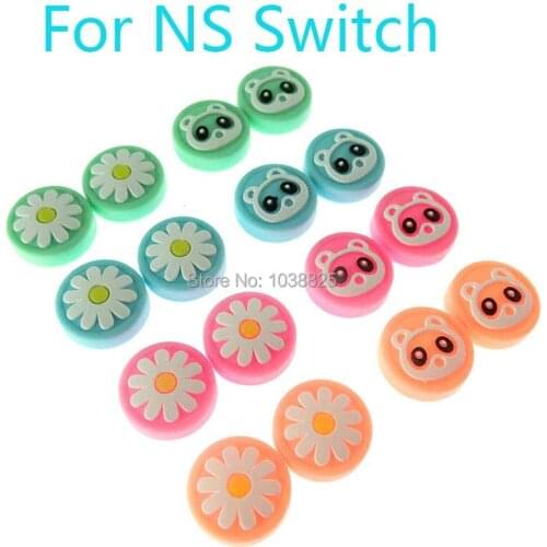 2pcs Silicone Protective Joy-cons Bear Flower Analog Cover For Nintendo Controller Thumstick Caps For NS Switch / Switch Lite