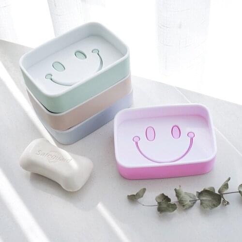 Smiling soap box bathroom soap rack toilet wash soap box drain soap holder shelf