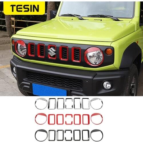 TESIN Car Front Grille Sticker For Suzuki Jimny 2019+ Car Front Headlight Decoration Cover Stickers Kit For Suzuki Jimny 2019