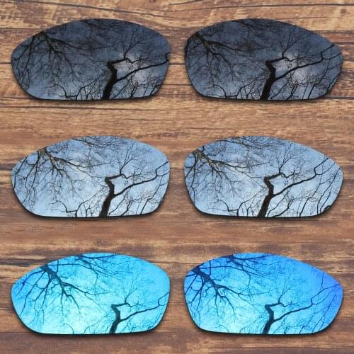 ToughAsNails 3 Pairs Black.Silver.Blue Polarized Replacement Lenses for Oakley Straight Jacket 2007 Sunglasses