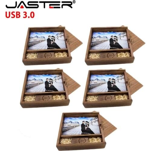 Free Custom LOGO USB 3.0 Maple Photo Album With Box USB Flash Drives 64GB Pen Drive 16GB U Disk Photography Stick 170*170*35 mm