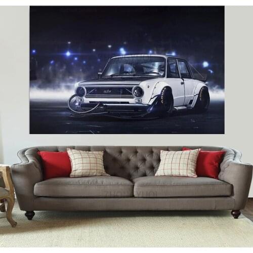 Vaz 2101 mouse sport car tuning art living room decoration home art decor wood frame fabric poster