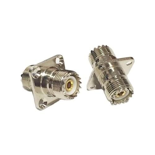 1pc UHF Female Jack to Female Jack RF Coax Adapter convertor 4-hole panel mount Nickelplated NEW wholesale