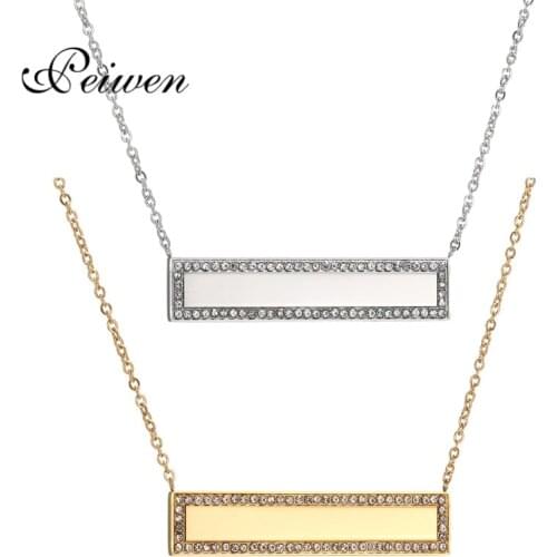 10pcs Silver Color and 10Pcs Gold color Crystal Blank Bar Pendant Necklace Stainless Steel Chain