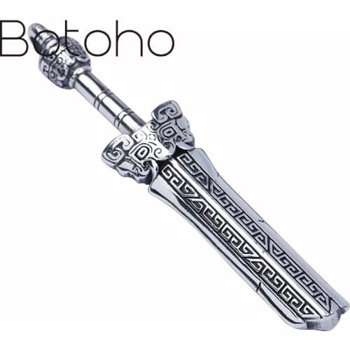100% S925 sterling silver pendant Creative fashion Taotie Broken Sword Pendant mens retro Thai silver craft jewelry