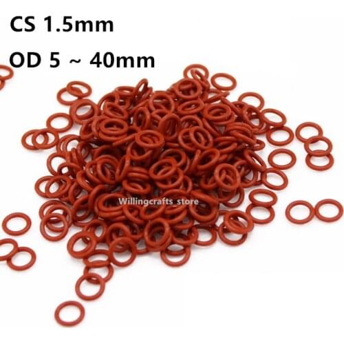 10pcs Red Silicone Ring VMQ O ring CS1.5mm OD 5-40mm Rubber O-Ring Seal Gaskets Oil Ring Washer