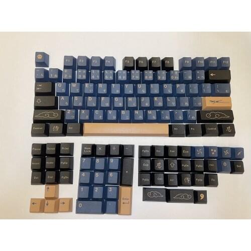 129 Keycaps DYE-SUB Cherry Profile BLUE/RED Samurai Japanese PBT KeyCaps For Cherry MX Switch Mechanical Keyboard