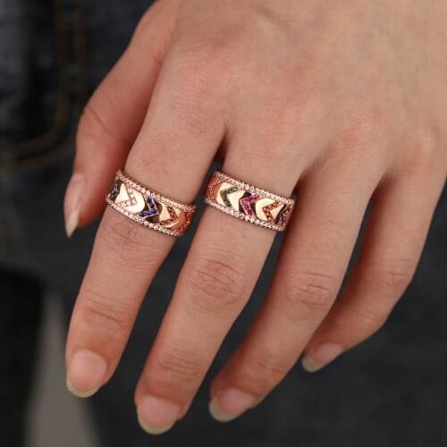 2020 Classic dainty cz band Wedding Ring for women gold Color metal US size 6 7 8 colorful cz paved wide chunky classic jewelry