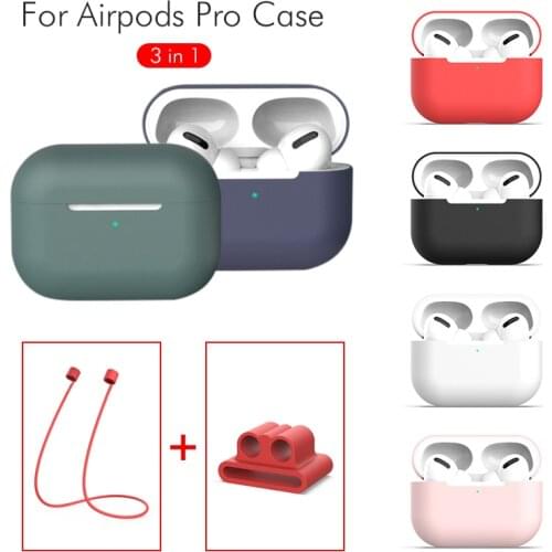 3 IN 1 Silicone Case Cover For Apple AirPods Pro Air Pods Pro Wireless Earphone Accessories With Watchband Holder Antilost Strap