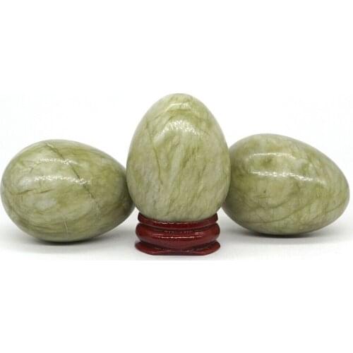 35x49MM Natural Gemstone Green Jade Jasper Crystal Reiki Healing Egg (1pcs)