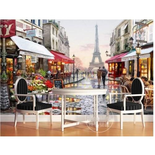 3d wallpaper custom photo European style Eiffel Tower street oil painting living room home decor wallpaper for walls 3 d