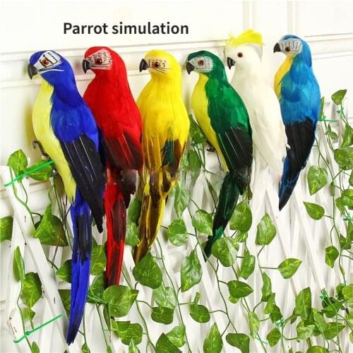 6Pcs set Imitation Parrot Foam Feather Macaw Wall Hanging Window Gardening Prop Feathered Gardening Decoration Decorative Bird