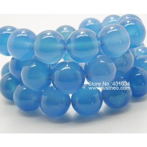 Agate round beads strand 16inch,blue polished 10mm semi precious gemstones