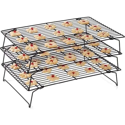 Nonstick Carbon Cake Cooling Rack Fits Baking Pan Oven Roasting Cooking Grilling BBQ Dry Cooler Hold 3 Tier