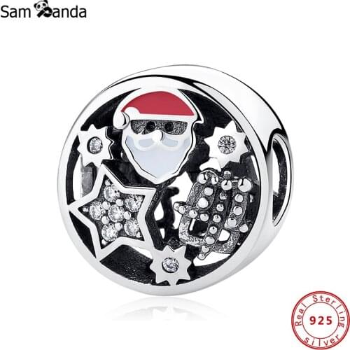 Authentic 100% 925 Sterling Silver 2020 Charms Santa Claus CZ Fit Original Bracelets Women DIY Christmas Gift Jewelry