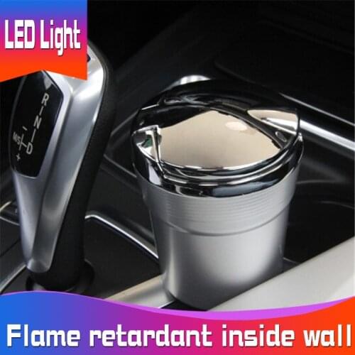 Car Portable LED Light Car Ashtray Universal Cigarette Cylinder Holder Car Styling