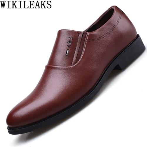Business Shoes Brand Mens Office Shoes Leather Sepatu Slip On Pria Coiffeur Formal Shoes Men Classic Chaussure Homme Ayakkabi
