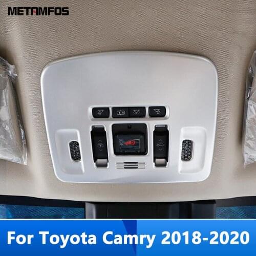 For Toyota Camry 2018 2019 2020 Carbon Fiber Roof Reading Light Lamp Cover Trim Decoration Frame Inner Accessories Car Styling