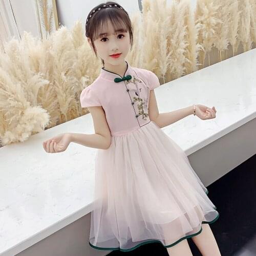 Hanfu Girl Cheongsam Dress Baby Summer Dress 2021 New Children Chinese Style Ancient Party Dresses for Kids Girl Birthday