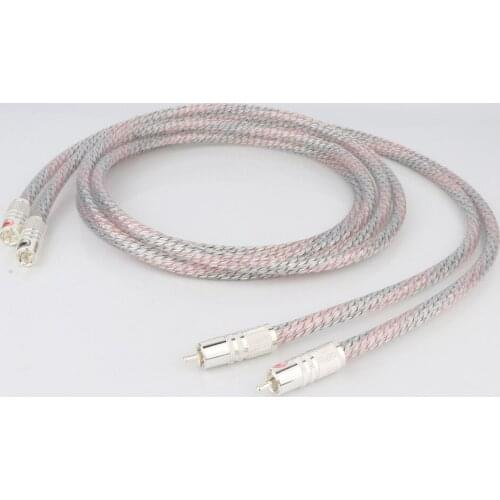 Pair hi-end 7N OFC Silver Plated HIFI Stereo RCA Cable Hi-Fi Audio 2rca to 2rca Interconnet Cable