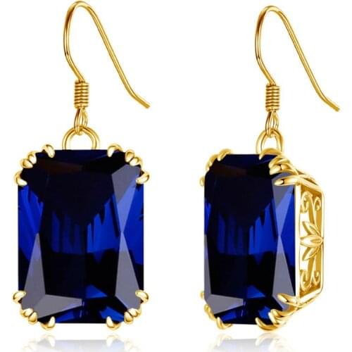 14K Gold 925 Sterling Silver Gemstone Drop Earrings for Women Blue Sapphire Fine Jewelry Wedding Engagement Valentines Gift
