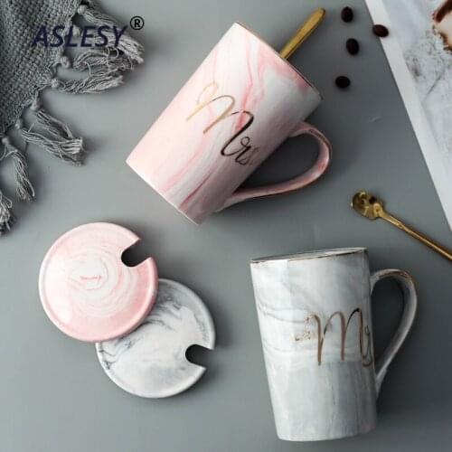 Coffee Mug Luxury Marble Pattern Cup Phnom Penh Mug Gift Box Set Couple Flamingo Ceramic Souvenir Wedding Bridal Lovers Gifts