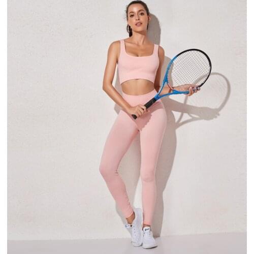 High Waist Leggings Sports Suits Breathable Seamless Women Yoga Set Workout Sportswear Gym Clothing Fitness Padded Crop Top 2PCS