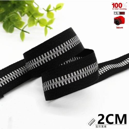 Hot sale 20MM Black zipper design Polyester ribbon blet DIY handmade Clothing accessories handbags decoration supplies 1 meter