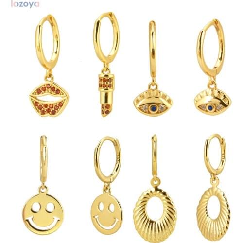 LOZOYA 925 Sterling Silver New 2021 Fine Luxury Lucky Eye Drop Earring Dangle Charm Circle Round Piercing Ohrringe Jewelry