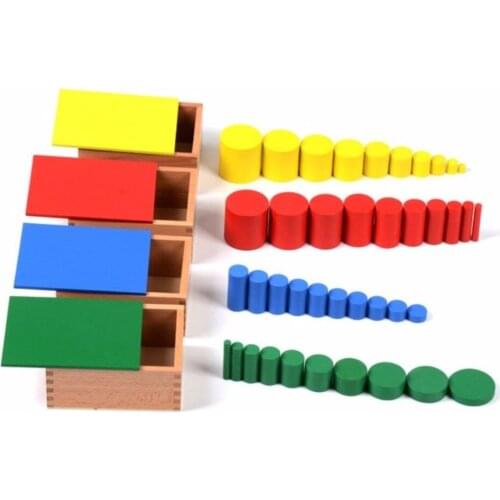 Montessori Material Knobless Cylinders Kids Wooden Toy (Set of 4) Early Development Tool For Toddlers