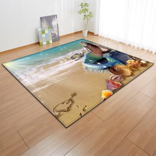 Mermaid Cute Girl Carpets For Living Room Bedroom Decorative Rug Cartoon 3D Printed Kids Child Room Mat Game Rug Play Crawl Area