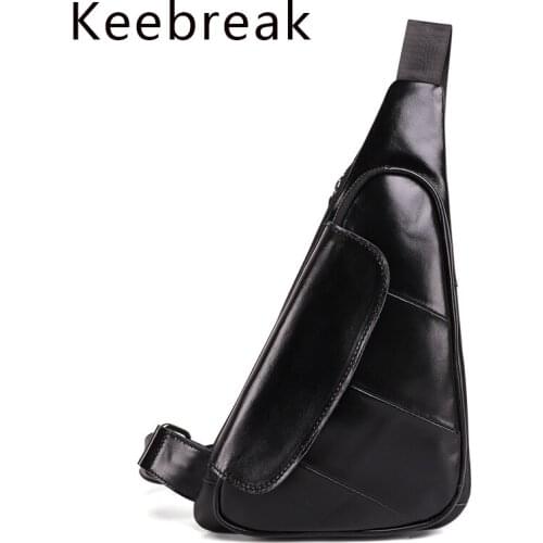 Genuine Leather Chest Bag Multifunction Sling Bag Side Crossbody For Men Vintage Messenger Cross Body Bags Male Chest Pack Phone