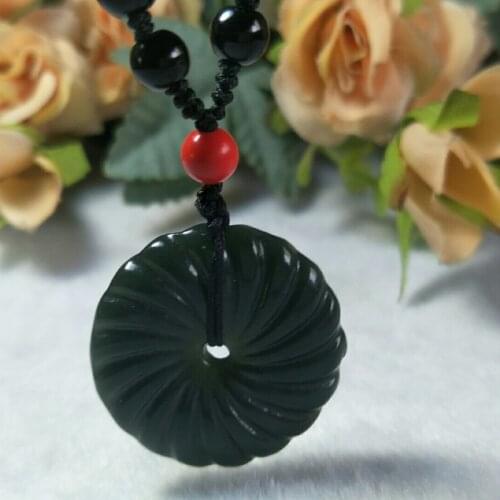 Jade Pendant Natural Hetian Qingyu Safe Buckle Pendant Jewelry Fine Jewelry Lucky Charms Safety buckle Necklaace Pendant