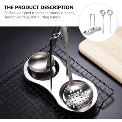 Stainless Steel Soup Spoon Holder Hot Pot Soup Spoon Soup Colander Detachable Spoon Holder Kitchen Tableware