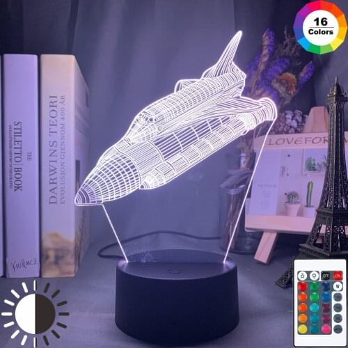Spacecraft 3d Illusion Child Night Light Led Color Changing Spaceship Nightlight for Kids Room Decoration Night Lamp Space Craft