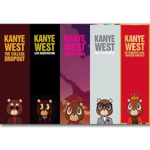 New Kanye West Yezzy Bear USA Custom 2017-Silk Art Poster Wall Sicker Decoration Gift