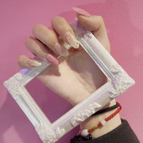 Princess style Sailor moon and star theme 3d fake nails bride Ins bride false nails with designs pure color full nail tips 24pcs