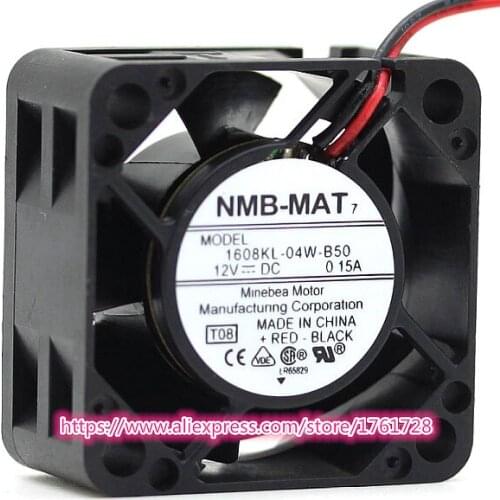Original NMB 1608KL-04W-B50 40*40*20mm 4cm 12V 0.15A dual ball bearings fan 2wires