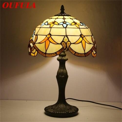 OUFULA Tiffany Table Lamp Modern For Bedroom Creative Flower Figure LED Light Home Decoration
