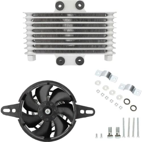 Motorcycle Engine Oil Cooler Fan Cooling Radiator Aluminum 125Ml Universal for Motorcycle Dirt Bike ATV