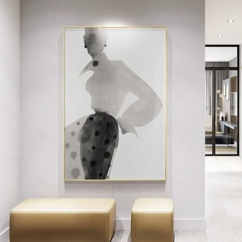 Modern Ink Girl Graceful Posture Canvas Art Poster Fashion Figure Painting Wall Picture For Living Room Bedroom Aisle Home Decor