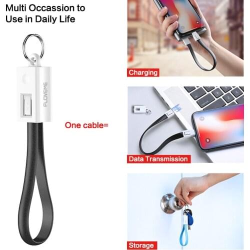 USB Cable for iPhone 7 6 6s 8 plus Mini Keychain Micro USB Cable for iPhone X 5s 5 SE Charging Data Mobile Phone Cables