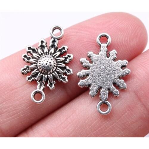WYSIWYG 20pcs Charms 20x13mm Sun Connector Charms For Jewelry Making DIY Jewelry Findings Antique Silver Color Alloy Charms