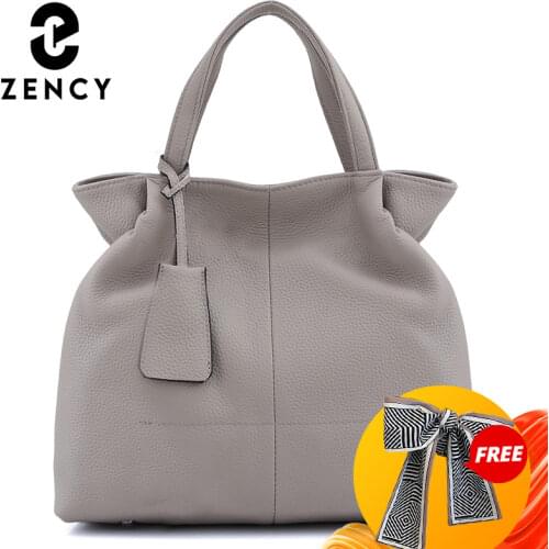 Zency Soft Genuine Leather Handbag Fashion Elagant Ladies Shoulder Bag Large Capacity Women Tote Crossbody Bag High Quality