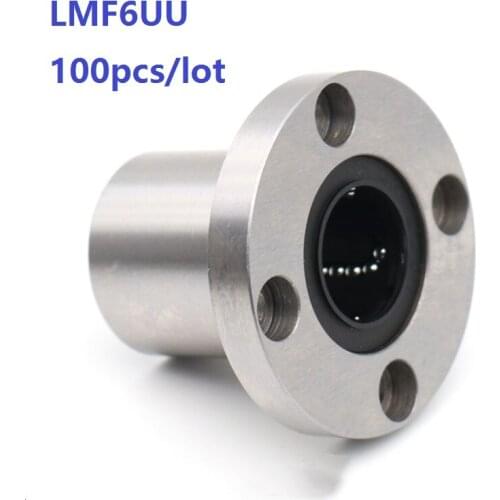 100pcs/lot LMF6UU LMF6 Round flange type Linear Bushing linear Bearing for linear shaft CNC 3D printer