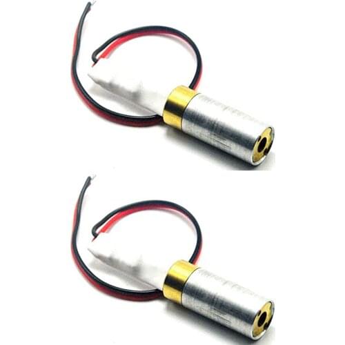 2pcs INDUSTRIAL/LAB 532nm 10mW Green Dot Ray Laser Diode Module 5V w 12mm Dia Copper Housing