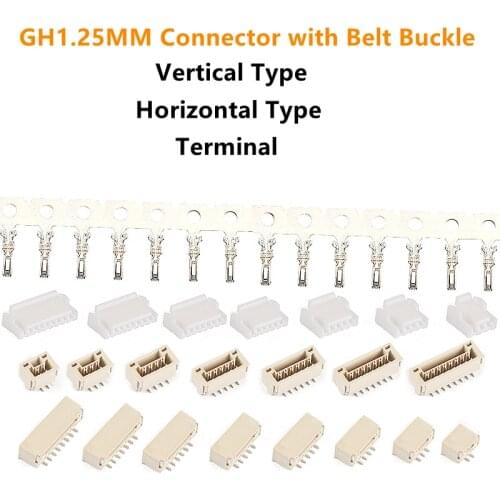20SETS MICRO JST GH1.25 Pitch with Lock Connector Socket Pin Horizontal Type and Vertical Type+Housing+Terminal+Housing 2P-10P